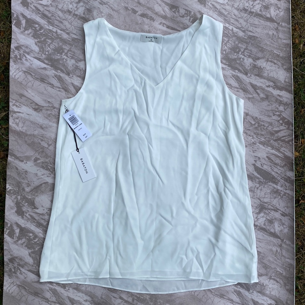 Aritzia Babaton White Murphy Long Office Sleeveless Top NWT